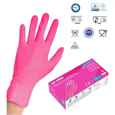 Setino nitril pink kesztyű, púder mentes 3,5g (100db/doboz) - S