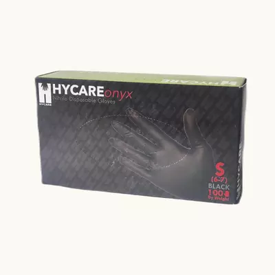 Púdermentes nitril kesztyű fekete, Hycare, XL , 100 db