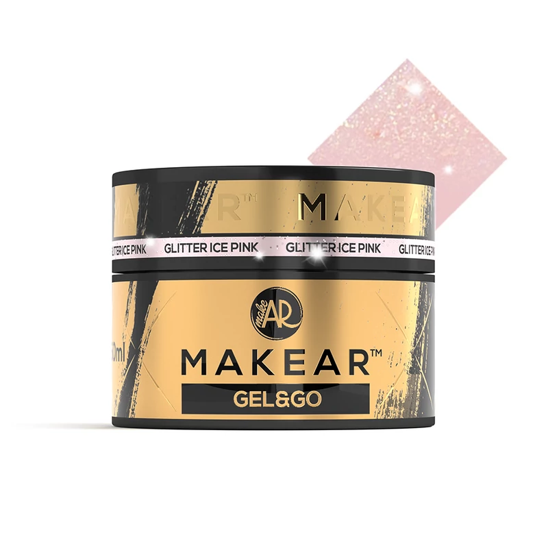 Makear Gel&Go Glitter építőzselé, GG21, Ice Pink, 50 ml