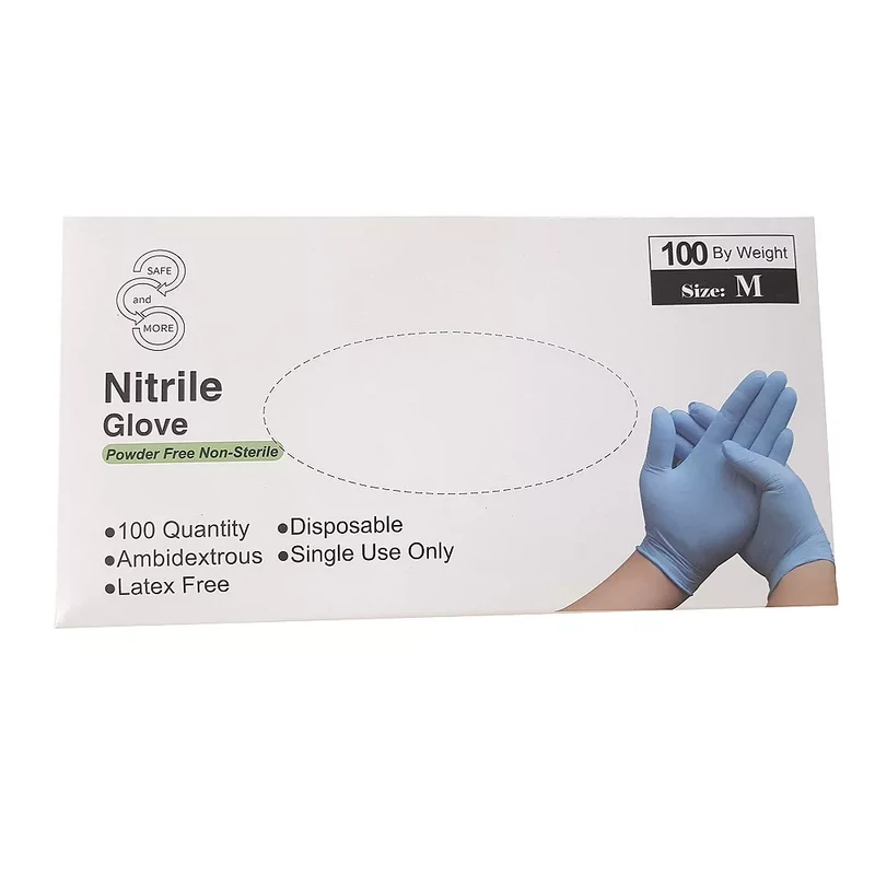 Púdermentes nitril kesztyű kék, M , 100 db