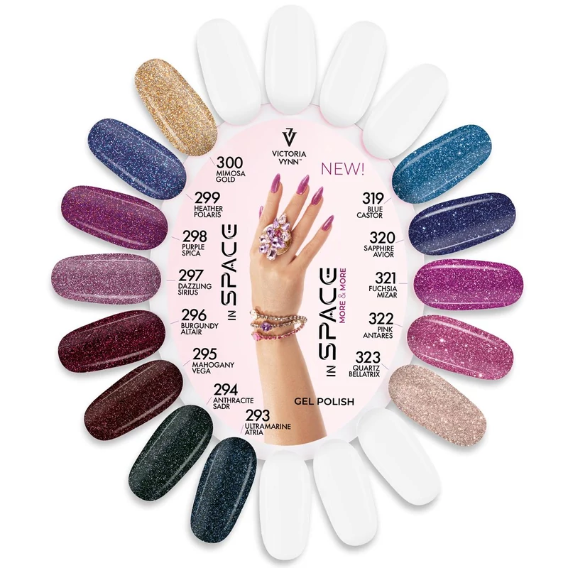 Színpaletta In Space és In Space More & More Gel Polish 293-300 és 319-323